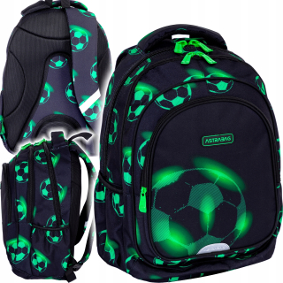 Viackomorový školský batoh AstraBag, čierny, Odtiene zelenej, Viacfarebný, 27 rokov